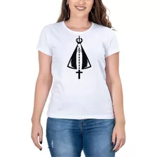 Camiseta Feminina Nossa Senhora Aparecida Manga Curta Branca