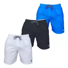 3 Shorts Lisos Com Amarração Bermuda Academia Treino Praia