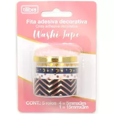 Fita Adesiva Estampada Metalizada Washi Tape Tilibra