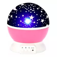 Lampara Veladora Giratoria Proyector Led Estrellas Usb Rosa Pantalla Negro