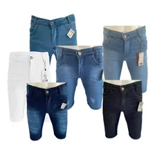 Kit Atacado C/7 Bermuda Jeans Skinny Masculina Com Elastano