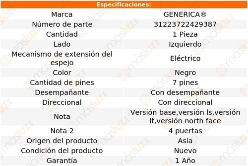 Espejo Izq Elect C/desemp C/direcc 7 Pines Trailblazer 02/09 Foto 2