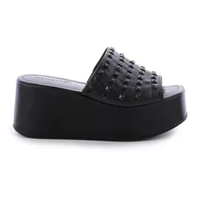 Tamanco Feminino Preto Spikes Tendência Moda Damannu Shoes