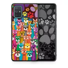 Funda Galaxy A71 Tpu + Pc Perritos De Colores Uso Rudo