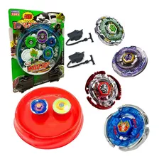 Kit 4 Beyblade Metal Led + 2 Lançadores + Arena - Novidade Cor Azul/vermelho