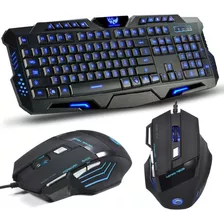  Combo Teclado Retro Iluminado + Mouse Gamer 7 Botones