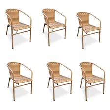 Conjunto 6 Cadeiras Lazer Jardim Fibra Sintética Varanda Lbx