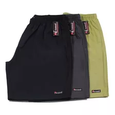 Bermuda Shorts Masculina Lisa Plus Size Lote 3 Pecas 