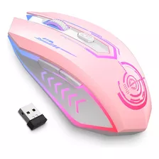 Mouse Inalámbrico Ergonómico.usb Pc Laptop Compatible Rosado