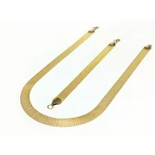 Cadena Y Pulsera Oro Laminado 18k Tejido Chinesca 60cms