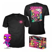 Funko Pop Marvel Black Light Spiderman Pop! + Camiseta (ch)