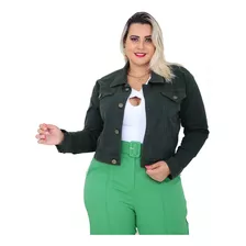 Jaqueta Jeans Feminino Plus Size Curta Cropped