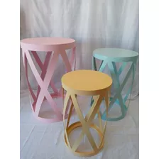 Trio 3 Mesa Cilindro Vazada Treliça Decoração Festa Promoção