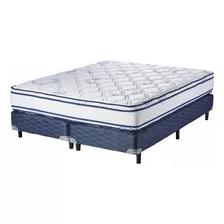 Sommier Americana Suavestar Espuma Atmosphere Súper Queen De 200cmx160cm Azul Y Blanco Con Base Dividida