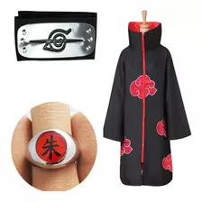 Set Capa Traje Disfraz Cosplay Akatsuki Itachi Anime Naruto 