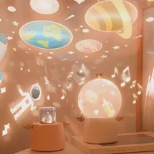 Luminária Abajur Infantil Com Projetor De Imagens E Música