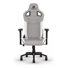 Silla De Escritorio Corsair T3 Rush Gamer Ergonómica Blanco Y Gris Con Tapizado De Tela