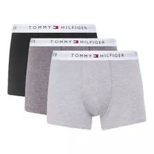 Cueca Tommy Hilfiger Trunk Preta Cinza Grafite Pack 3un