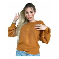 Moda Outono Inverno Lançamento Blusa Trico Malha Lã Frio