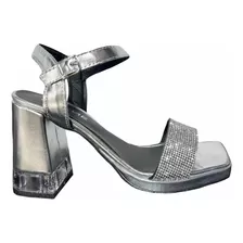 Sandalias Fiesta Mujer Taco Cristal Y Strass