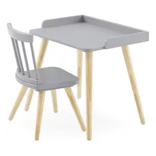 Juego De Escritorio Y Silla Para Niños Ideal Para Artes Gris