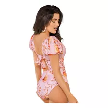 Vestido Baño Enterizo Amarrar Espalda Copa Realce Mujer