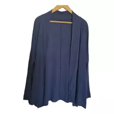 Saco Camisaco Trench Kimono Lino Azul Oversize - X X L