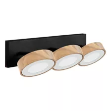 Aplique 3 Luces Madera Ideal Baño Con Lamparas Led Buena Luz