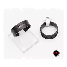 Negro 1 Anillo Alianza Negra 8mm Acero Quirúrgico C:5188