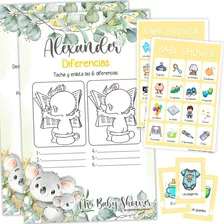 Juegos Baby Shower Niño Koala Personalizado Imprimible