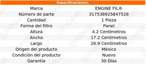 1- Filtro De Aire Millenia 6 Cil 2.3l 1995/2002 Engine Fil Foto 2