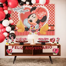 Kit Festa Fácil Minnie Vermelha Decoração De Aniversário