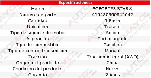 Soporte Tacn De Motor Tras Saab 9-2x 4 Cil 2.0l Turbo 05 Foto 2