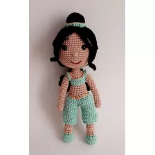 Boneca Princesa Jasmine Em Croche Amigurumi 