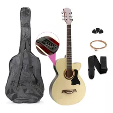 Guitarra Electroacústica Femmto 38in Natural Diapason Arce Para Diestros Con Equalizador Y Accesorios