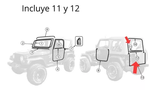 Soporte de Elevación de vidrio trasero brazo fuerte C4249 se adapta a 97-06 Jeep Wrangler 