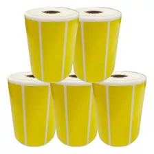 5 Rolos Etiqueta Gondola Adesivo 10x3cm Amarela - 5000un