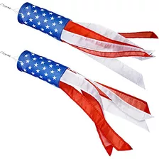 2 Piezas De Windsock De Bandera Estadounidense De 24 Pu...