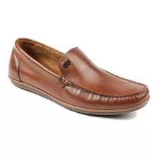 Sapato Mocassim Clássico Democrata Tag Denim 226102 De Couro Tan Design Liso 41 Br Para Adultos - Masculino