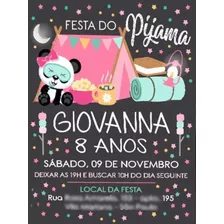 Convite Pandinha Panda Festa Do Pijama Aniversário Digital 2