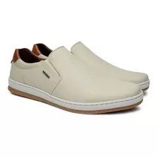 Sapatênis Couro Freeway Alpha 001 Masculino Bege - Slip On