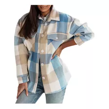 Camisa Xadrez Colorida Feminina De Inverno De Lã Escovada Lo