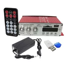 Amplificador Receiver Bluetooth 2 Canais Usb Sd Radio Fm Som