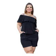 Macaquinho Feminino Ciganinha Plus Size Com Babado