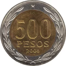 Chile - Moeda De 500 Pesos - 2.008 - Bimetálica. -