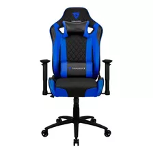 Cadeira De Escritório Thunderx3 Tgc12 Evo Gamer Ergonômica Azul Com Estofado De Couro Sintético Y Fibra De Carbono