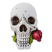 Cráneo, Rosa Eterna 15cm, Resina Con Hueso Molido