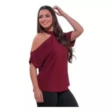 Blusa Feminino Manga Curta Blusinha Gola Shocker Top