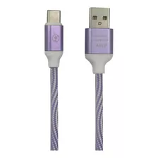 Cable De Carga Gtc Usb A Usb Tipo C 1m Entelado Reforzado Color Violeta