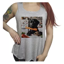 Musculosa Ac Dama Perro Negro Tortuga Vegetales Tierno